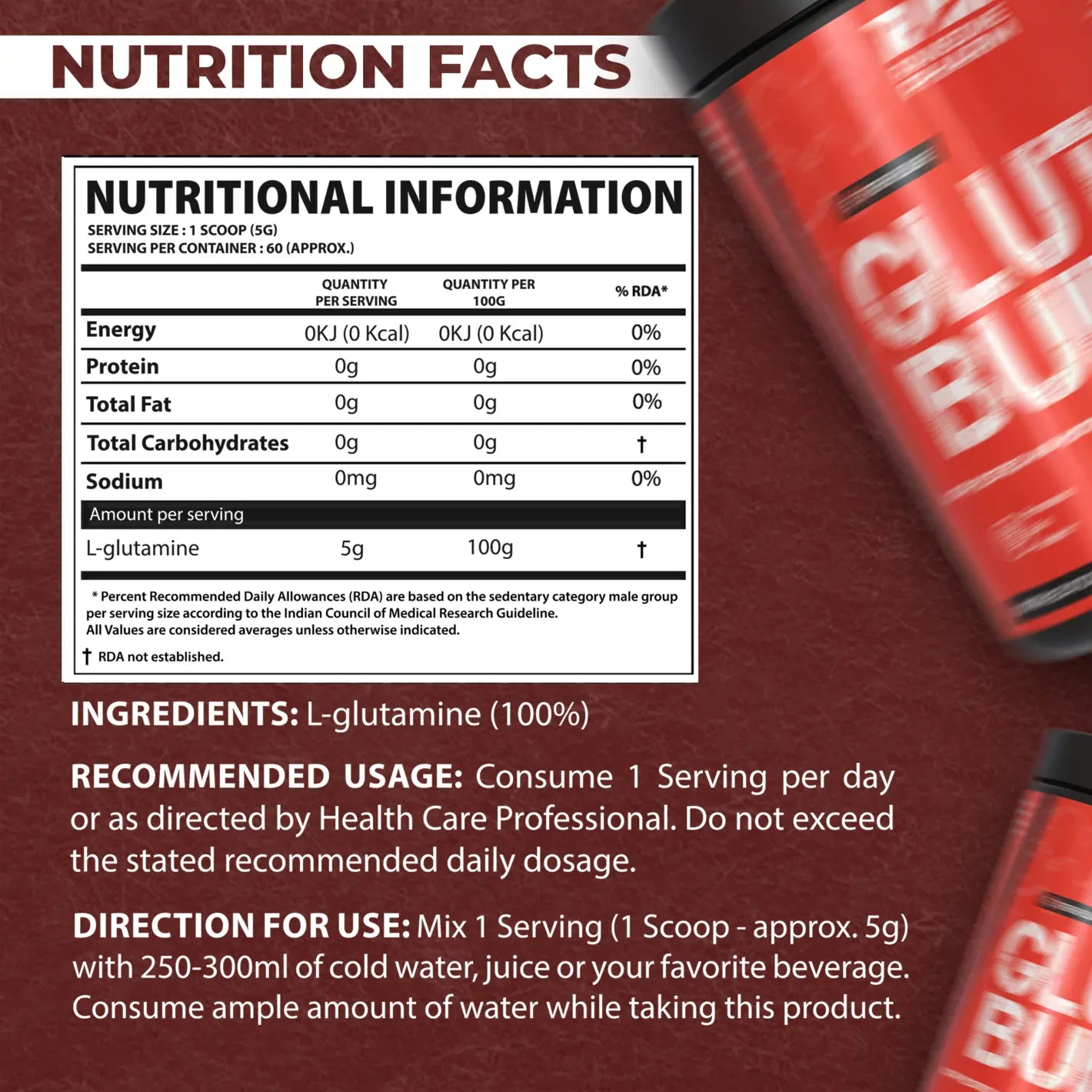 L Glutamine, Glutamine, Gluta Build